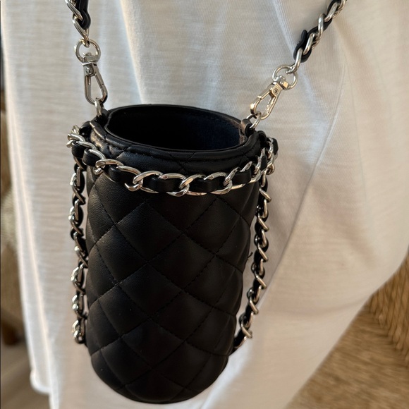 White House Black Market Quilted Black Chain Drink Holder - Picture 4 of 6